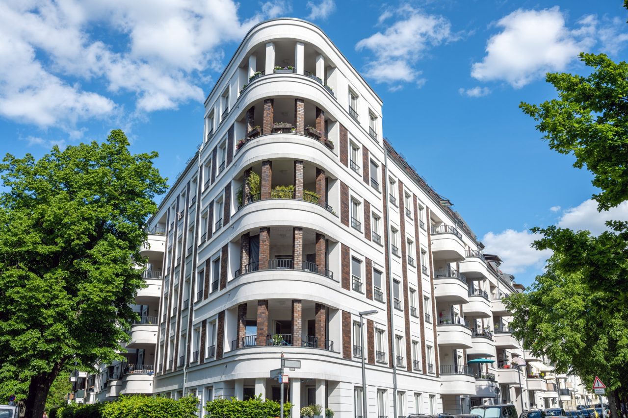 modern white luxury apartment block