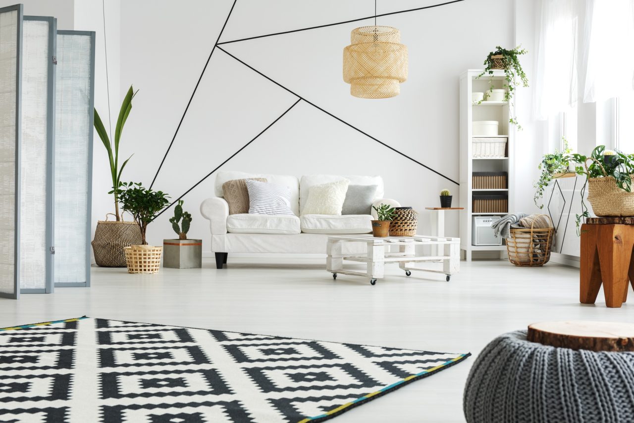 white furniture in room